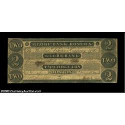 Boston, MA- Globe Bank $2 Jan. 1, 1859 G20aA second very scarce late issue piece from this bank. Fin