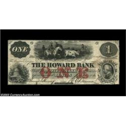 Boston, MA- The Howard Bank $1 Nov. 1, 1860 G2aA just plain rare note, likely saved for posterity by