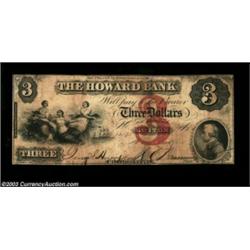 Boston, MA- The Howard Bank $3 Nov. 1, 1860 G6aAnother very rare note and again the Haxby plate exam