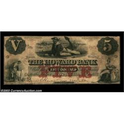 Boston, MA- The Howard Bank $5 Mar. 7, 1859 G8aThe Haxby plate example. Fine. Important notice: We e