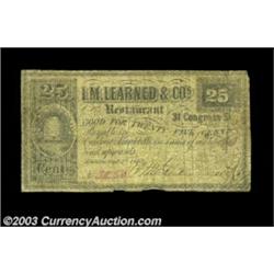 Boston, MA- I.M. Learned & Co. 25ó Sept. 1, 1862First piece of scrip we've seen from this restaurant