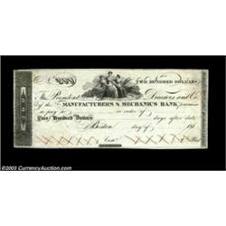 Boston, MA- The Manufacturers & Mechanics Bank $200 UNL ProofAn item of extraordinary rarity, and on