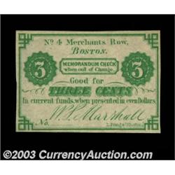 Boston, MA- W.P. Marshall 3óA piece of scrip using the "Memorandum Check" format from this merchant.