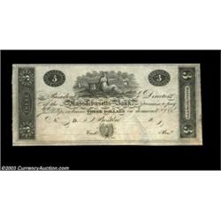 Boston, MA- The Massachusetts Bank $3 G122 ProofAn early Reed Proof which is the Haxby plate example