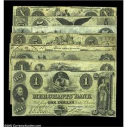 Boston, MA - Merchants' Bank$1 July 1, 1852 A5 Fine; $1 Sept. 1, 1855 A10 VG, tear in top edge; $2 S