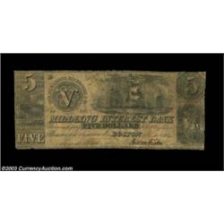 Boston, MA- The Middling Interest Bank $5 Sept. 1, 1836 G8A very rare note from this enigmatically n
