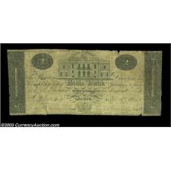 Boston, MA- The State Bank $2 Nov. 21, 1825 G54Well circulated but quite scarce. Very Good, with a l