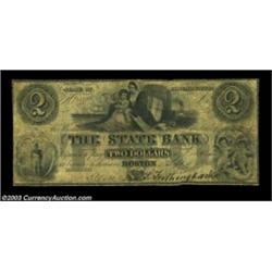 Boston, MA- The State Bank $2 Sept. 5, 1852 G70A signed and issued example to go with the Proof. Ver