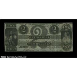 Boston, MA- Suffolk Bank $2 Feb. 25, 1846 G56The Haxby plate example for this very rare note. Extrem