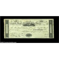 Boston, MA- Suffolk Bank $500 UNL ProofAn extraordinary Reed $500 Proof, so rare its existence was u
