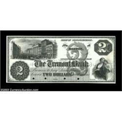 Boston, MA- The Tremont Bank $2 G32 ProofA lovely black and white Proof of this rare note which is j