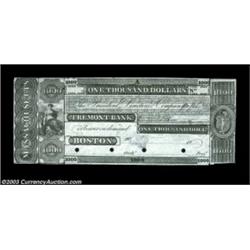Boston, MA- The Tremont Bank $1000 UNL ProofA second high denomination Proof bearing an unlisted des