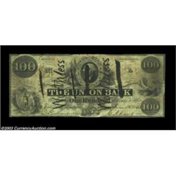 Boston, MA- The Union Bank $100 June 1, 1853 G254Marked "worthless" on the face, although this note.