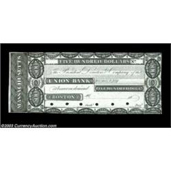 Boston, MA- The Union Bank $500 G264a ProofA lovely and rare high denomination Perkins Plate Proof..