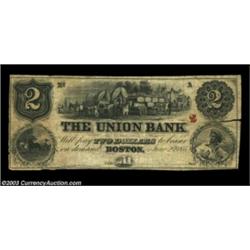 Boston, MA- The Union Bank $2, $5 A15, S25Two pieces, the $2 altered from a note on the Southern Ban