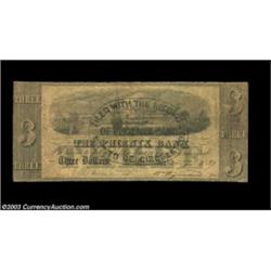 Charlestown, MA - Phoenix Bank $3 Aug. ___, 1837 G12Stamp cancelled. The officers' signatures remain