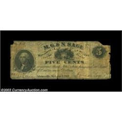 Adamsville, MI-M.G. & N. Sage 5ó Jan. 1, 1863 Bowen 1A very scarce piece of Michgan scrip. Fine or b