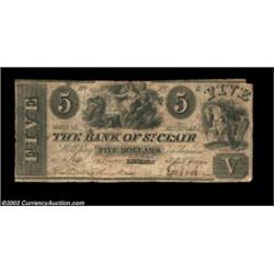 Detroit, MI- The Bank of St. Clair $5 April 4, 1844 G32A rare note with "St. Clair" crossed out and.
