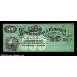 Concord, NH- Worthington & Warner's Commercial College $500 Schingoethe NH250-00A lovely example of.