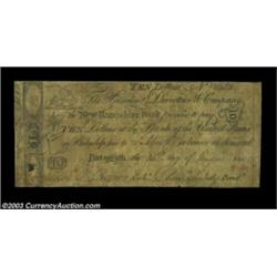 Portsmouth, NH - New Hampshire Bank $10 Aug. 25, 1801 C152A scarce early circulating counterfeit, Fi