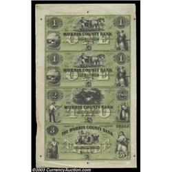 Morristown, NJ- The Morris County Bank $1-$1-$2-$3 G8d-G8d-G16d-G26c (X5)Uncut SheetA fully green ti