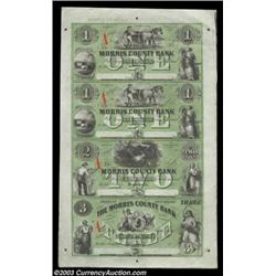 Morristown, NJ- The Morris County Bank $1-$1-$2-$3 G6e-G6e-G16e-G26d (X6) Uncut SheetSimilar to the.