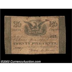 Argyle, NY - John C. Rouse 25ó Jan., 1862 Harris 14A scarce scrip issue. Very Good. Important notice