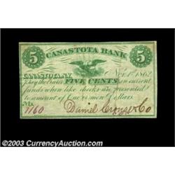 Canastota, NY - Daniel Crouse Co. 5ó Nov. 1, 1862 Harris 11A hand signed scrip issue in green. Very.