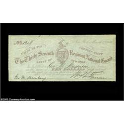 New York, NY - Thirty Seventh Regiment National Guard $10 March 1, 1866An unusual piece printed in p