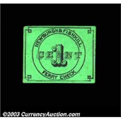 Newburgh, NY - Newburgh & Fishkill Ferry 1ó 1864A postage stamp size ferry chit in green and black h