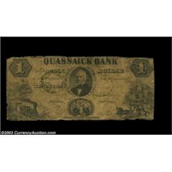 Newburgh, NY - Quassaick Bank $1 Uncertain Date G2 or G2bA well circulated note with some edge rough