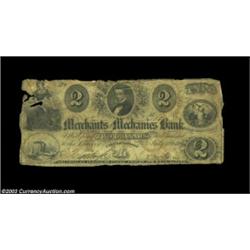Oswego, NY- Merchants & Mechanics Bank $2 July 13, 1852 G4aA very scarce note that is listed as SENC