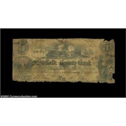 Sag Harbor, NY - Suffolk County Bank $5 Oct. 8, 1850 S5A scarce Long Island piece which has clearly.