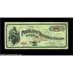 Portland, OR- Portland Business College $500 Schingoethe OR 150-500Bright About Uncirculated, with o