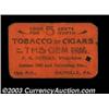 Image 1 : Danville, PA - F.G. Peters Gem Cigar Store 5óAn undated trade chit in black on orange cardboard stoc