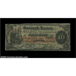 Easton, PA - Borough of Easton 10ó Dec. 1, 1862A fractional municipal scrip piece with a red cancell