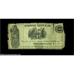 Penn Mills, PA- Curtl Pritner & Co. $2 Hoober UNLA just plain rare issuer, with this denomination un