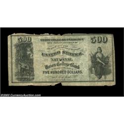 Philadelphia, PA- National Union College Bank $500 Schingoethe PA 510-500A scarce high denomination.