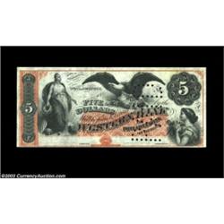 Philadelphia, PA - Western Bank $5 18__ G10a Unissued and punch cancelled. An attractive piece with.