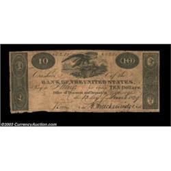Pittsburgh, PA- Bank of the United States $10 Dec. 12, 1829A draft on this rare branch of the Bank o