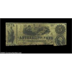 Tamaqua, PA - Anthracite Bank $5 185? N10. A well circulated altered note cancelled by cutting away.