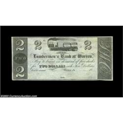 Warren, PA - Lumbermen's Bank $2 18___An unissued remainder with a vignette of an early steam engine