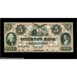 Fall River, RI- Tiverton Bank $5 Aug. 1, 1857 G18a ProofA most attractive fully orange tinted ex-ABN