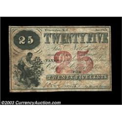 Charleston, SC - City of Charleston 25ó Jan., 1863 Sheheen 387Listed as R.12 by Sheheen, this rare n