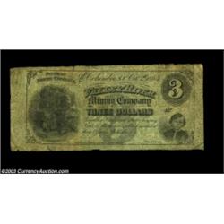 Columbia, SC- Valley River Mining Company $3 Oct. 4, 1864A very rare piece of South Carolina scrip p