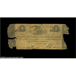 Nashville, TN- Bank of the United States $5 Aug. 1, 1830A draft on this branch, from which notes are