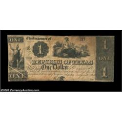 Austin, TX - Republic of Texas $1 May 1, 1841 Cr. A1, Medlar 21Nice Fine-Very Fine, CC, and with an.