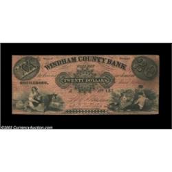Brattleboro, VT- Windham County Bank $20 G12a Coulter 55A very rare note which is listed as SENC in.