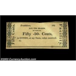 Brattleboro, VT- Unknown Issuer 20ó, 50ó Coulter 36, 38Unissued scrip circa 1820's, both Uncirculate