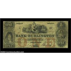Burlington, VT- Bank of Burlington $1 Oct. 1, 1860 UNLThis design is unlisted in Haxby with a red pr